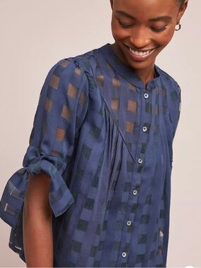 Current Air Anthropologie Windowpane Buttondown Size Medium